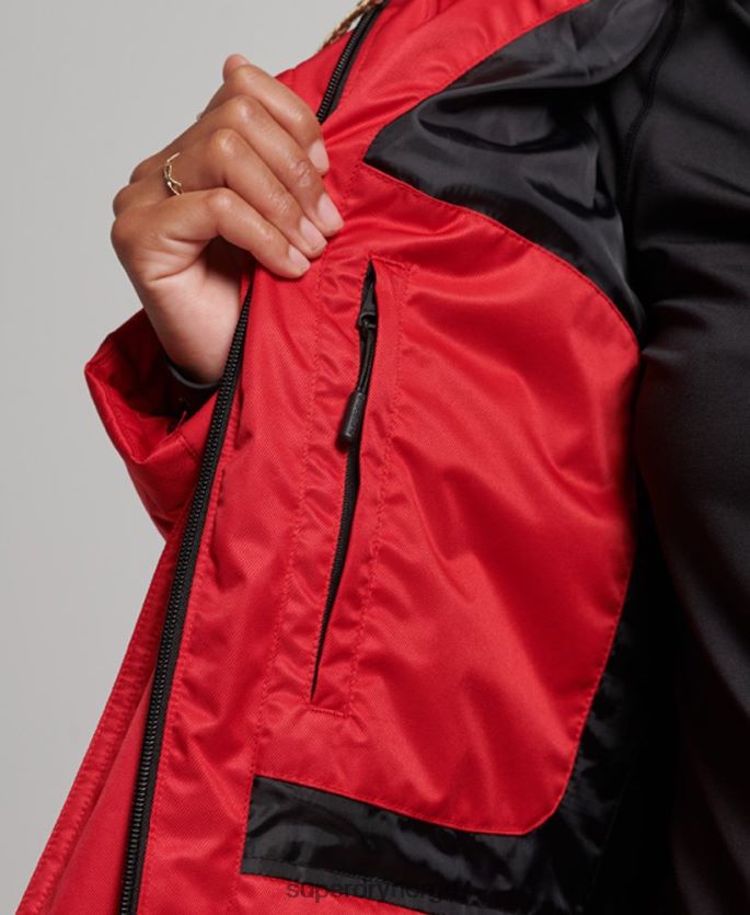 Superdry rød klær 86P46D3566 snow luxe pufferjakke kvinner