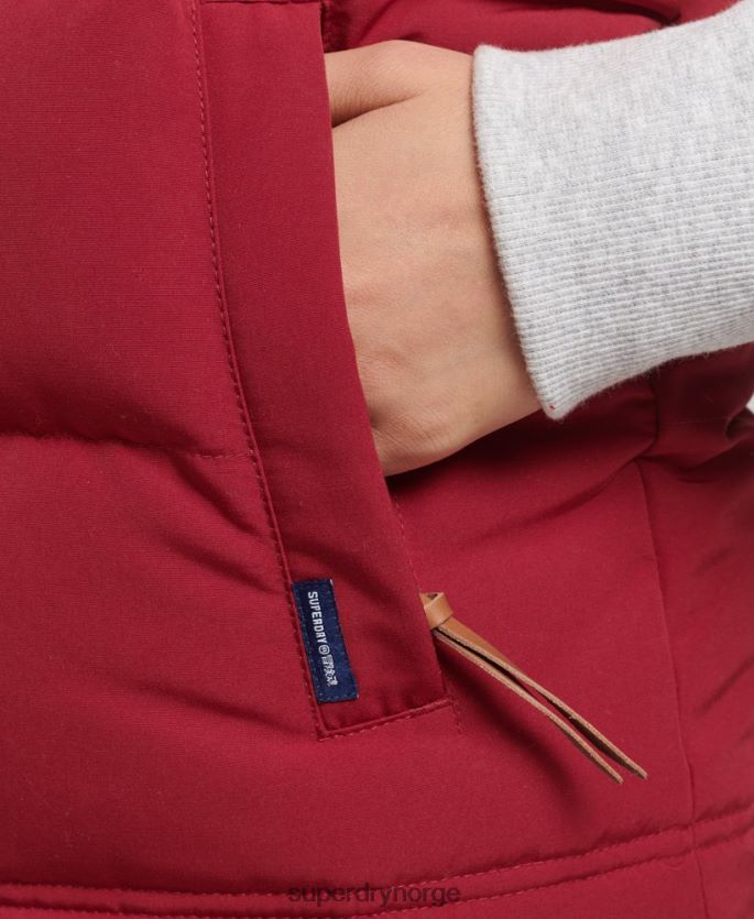 Superdry rød klær 86P46D3667 everest hette puffer gilet kvinner