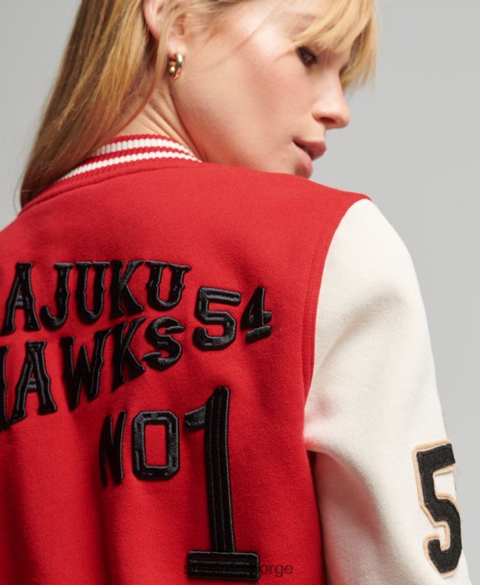 Superdry rød klær 86P46D3722 vintage collegiate baseball jersey bomberjakke kvinner