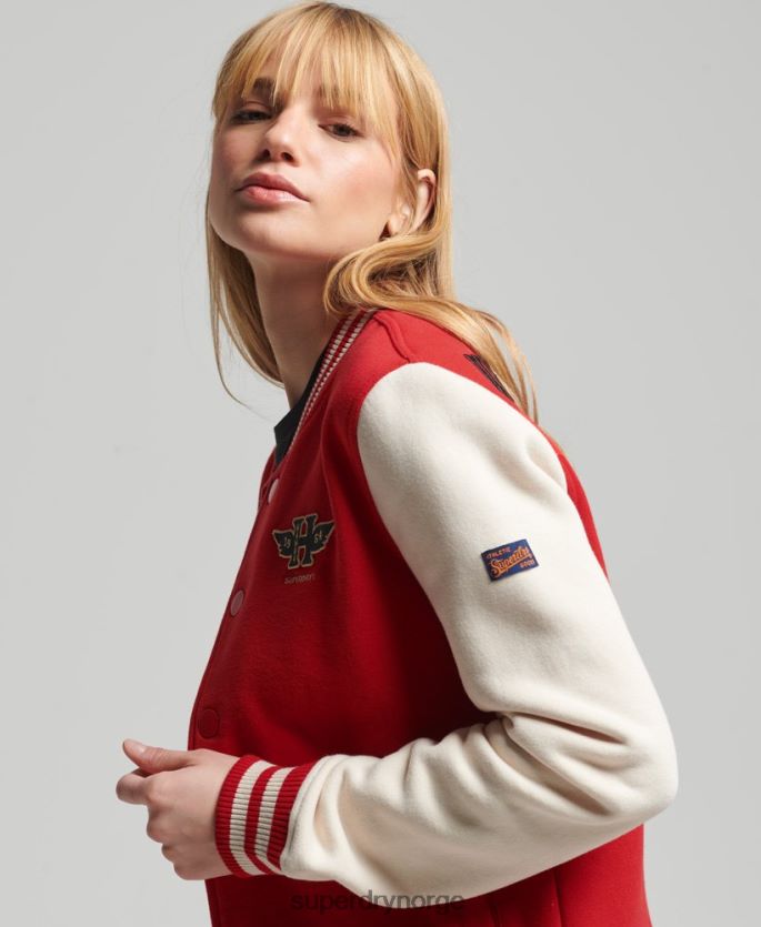 Superdry rød klær 86P46D3722 vintage collegiate baseball jersey bomberjakke kvinner