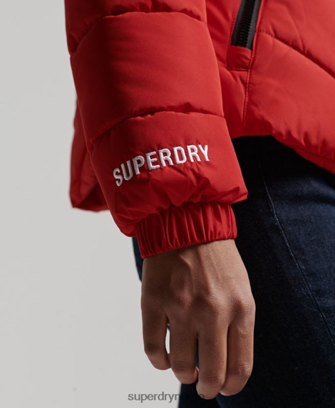 Superdry rød klær 86P46D3761 sportsjakke uten hette kvinner