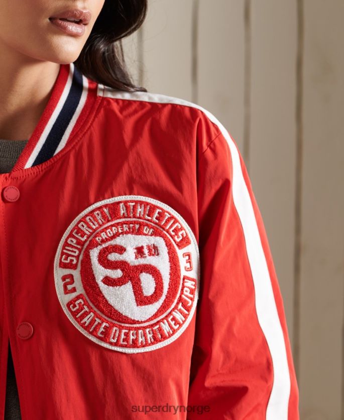 Superdry rød klær 86P46D3842 oversized collegiate bomberjakke kvinner