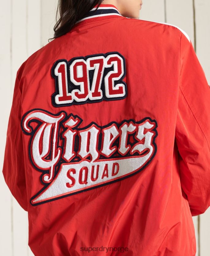 Superdry rød klær 86P46D3842 oversized collegiate bomberjakke kvinner