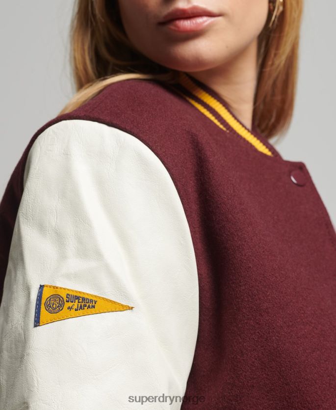 Superdry rød klær 86P46D5419 college varsity bomberjakke kvinner