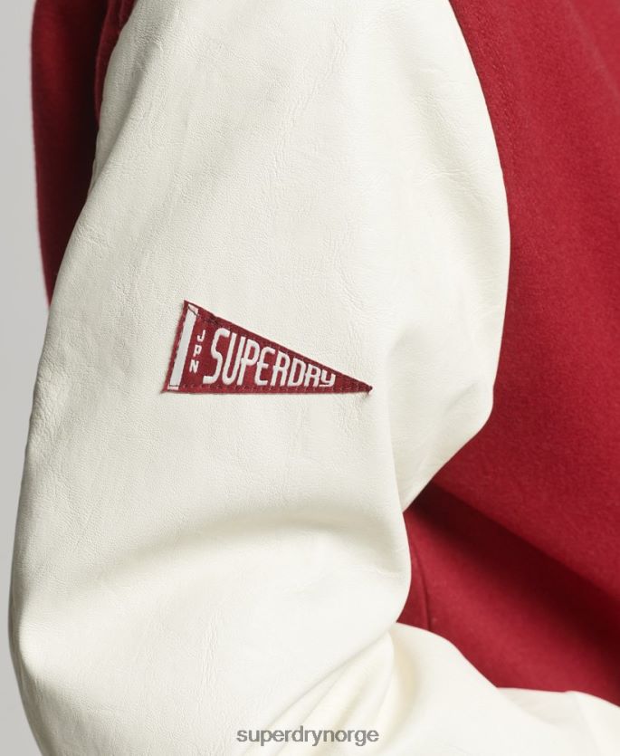 Superdry rød klær 86P46D5427 college varsity bomberjakke kvinner
