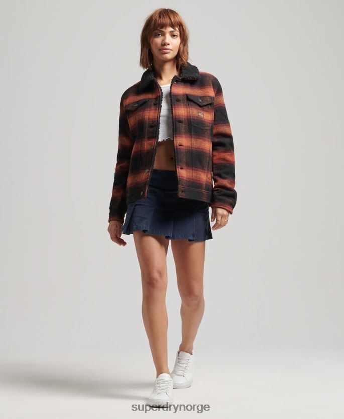 Superdry rød klær 86P46D5434 oversized ull sherpa trucker jakke kvinner
