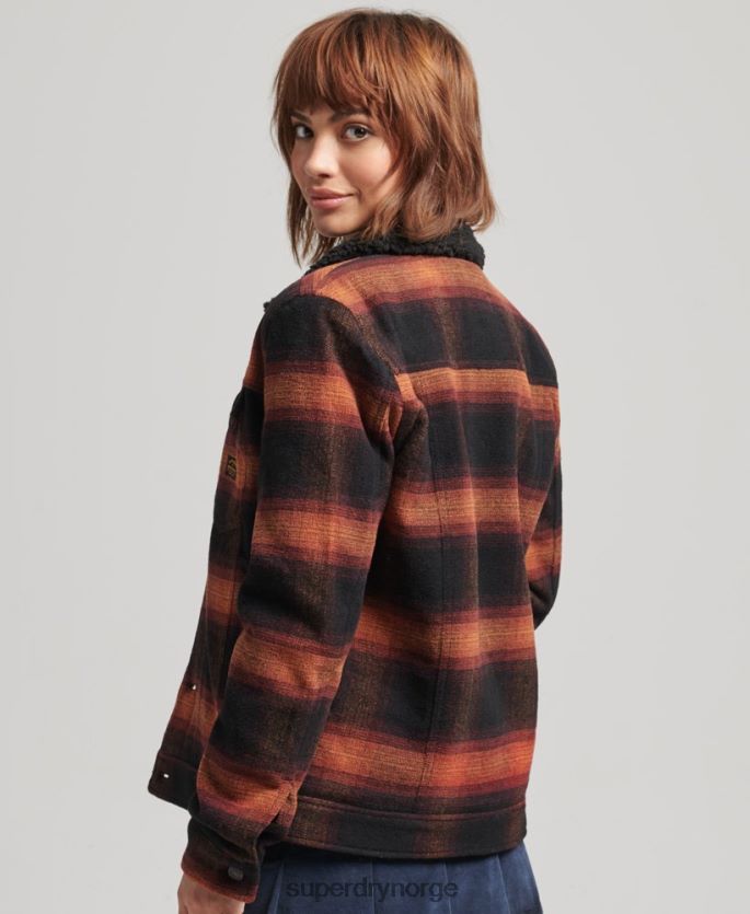 Superdry rød klær 86P46D5434 oversized ull sherpa trucker jakke kvinner
