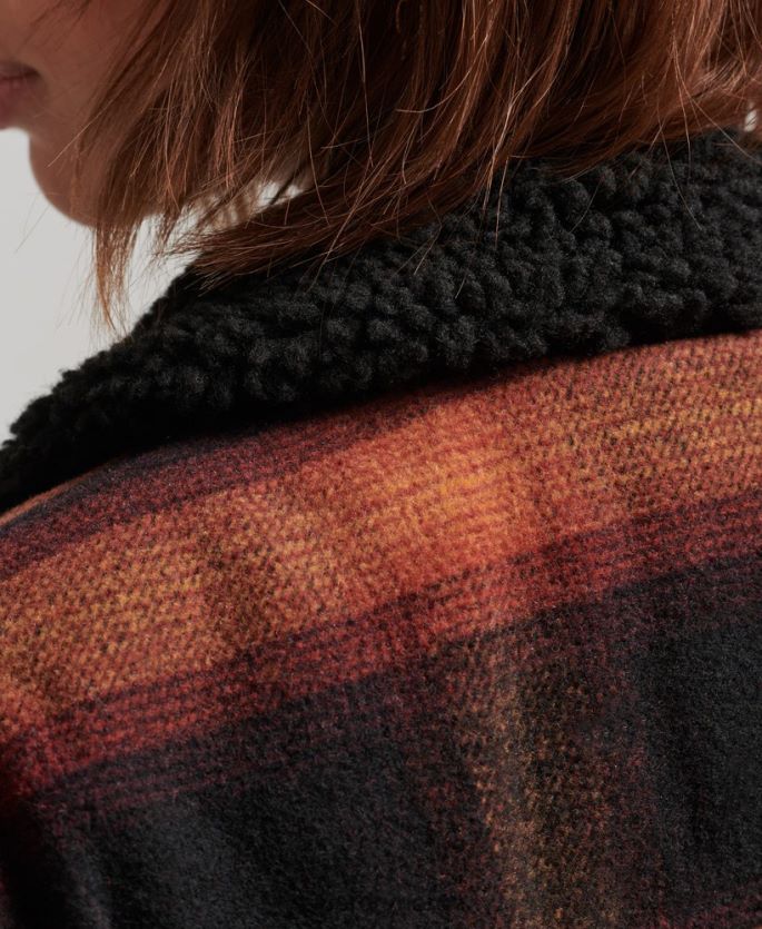 Superdry rød klær 86P46D5434 oversized ull sherpa trucker jakke kvinner