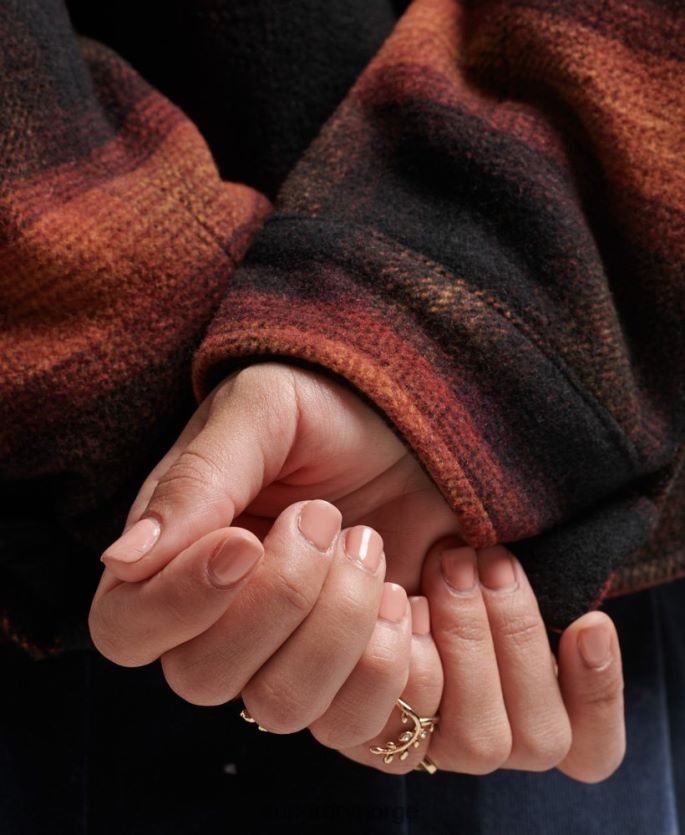 Superdry rød klær 86P46D5434 oversized ull sherpa trucker jakke kvinner