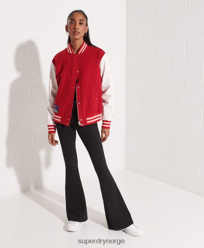 Superdry rød klær 86P46D5463 ull varsity baseballjakke kvinner
