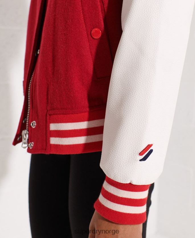 Superdry rød klær 86P46D5463 ull varsity baseballjakke kvinner