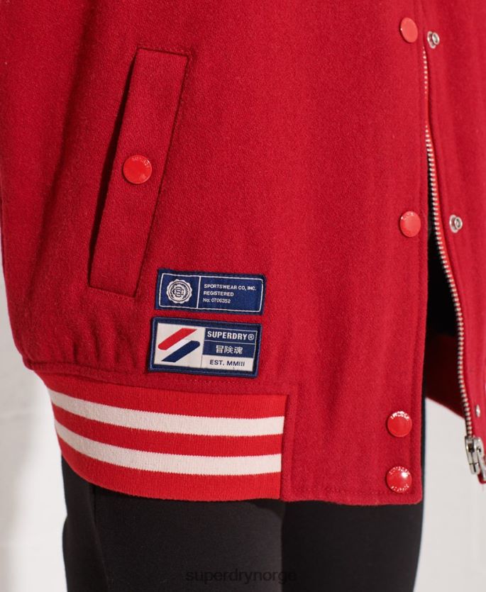 Superdry rød klær 86P46D5463 ull varsity baseballjakke kvinner