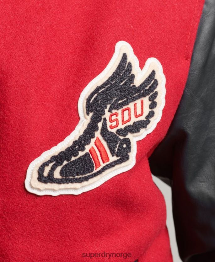 Superdry rød klær 86P46D5471 varsity lappet bomberjakke kvinner