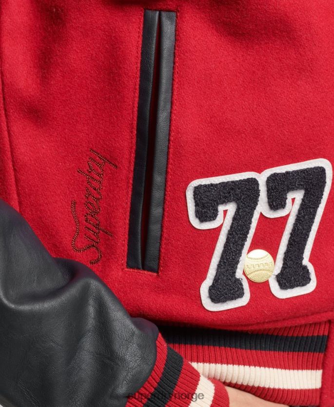 Superdry rød klær 86P46D5471 varsity lappet bomberjakke kvinner