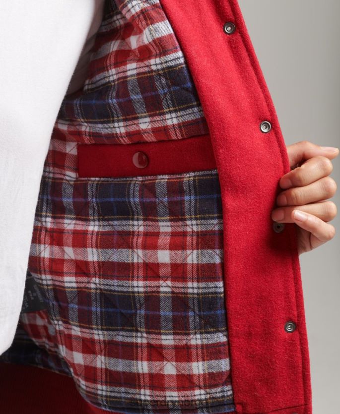 Superdry rød klær 86P46D5471 varsity lappet bomberjakke kvinner