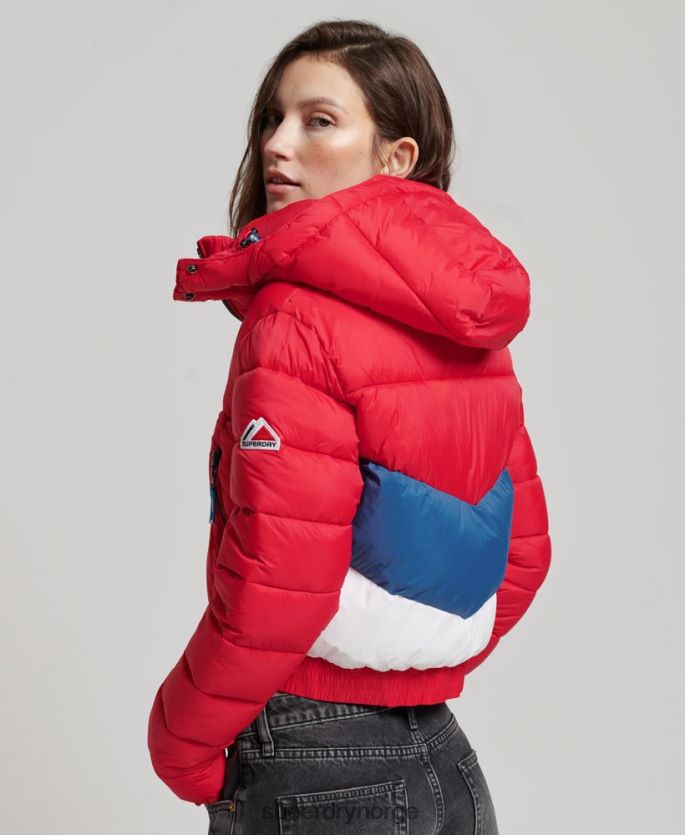 Superdry rød klær 86P46D5525 fuji cropped hettejakke kvinner