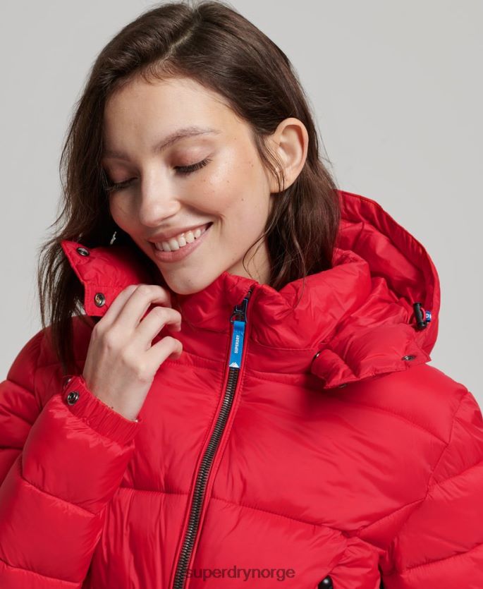 Superdry rød klær 86P46D5525 fuji cropped hettejakke kvinner