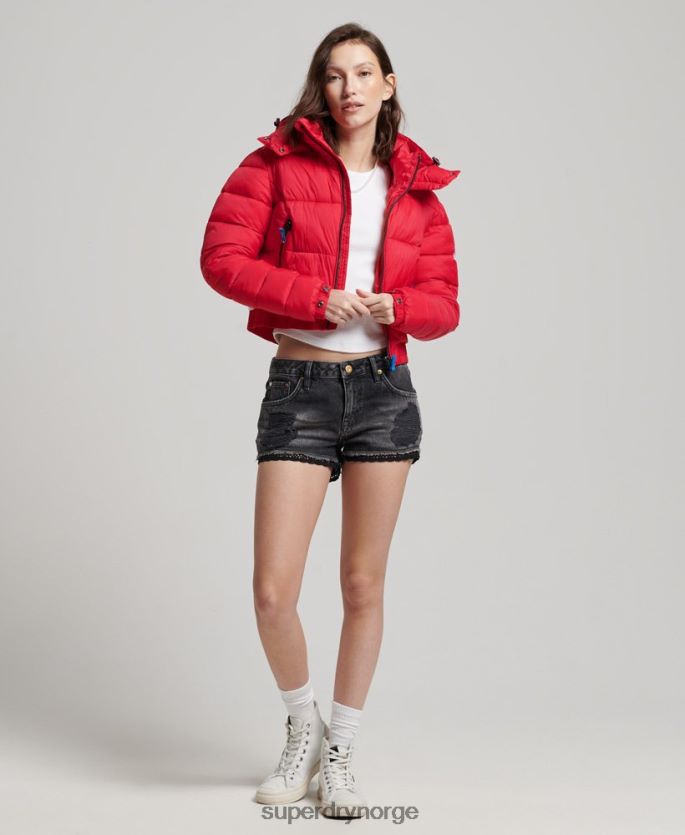 Superdry rød klær 86P46D5525 fuji cropped hettejakke kvinner