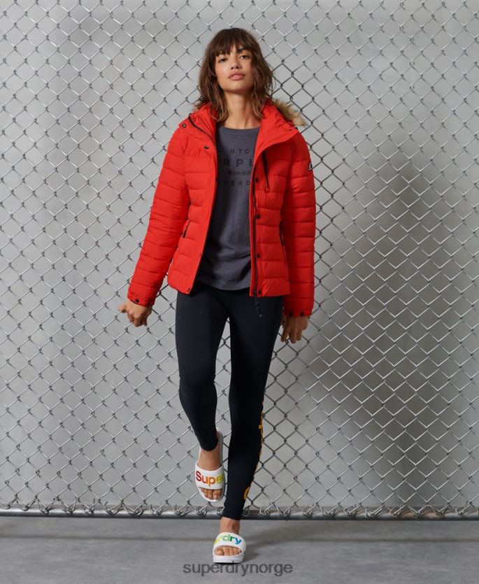 Superdry rød klær 86P46D5542 klassisk fuji-jakke i fuji kvinner