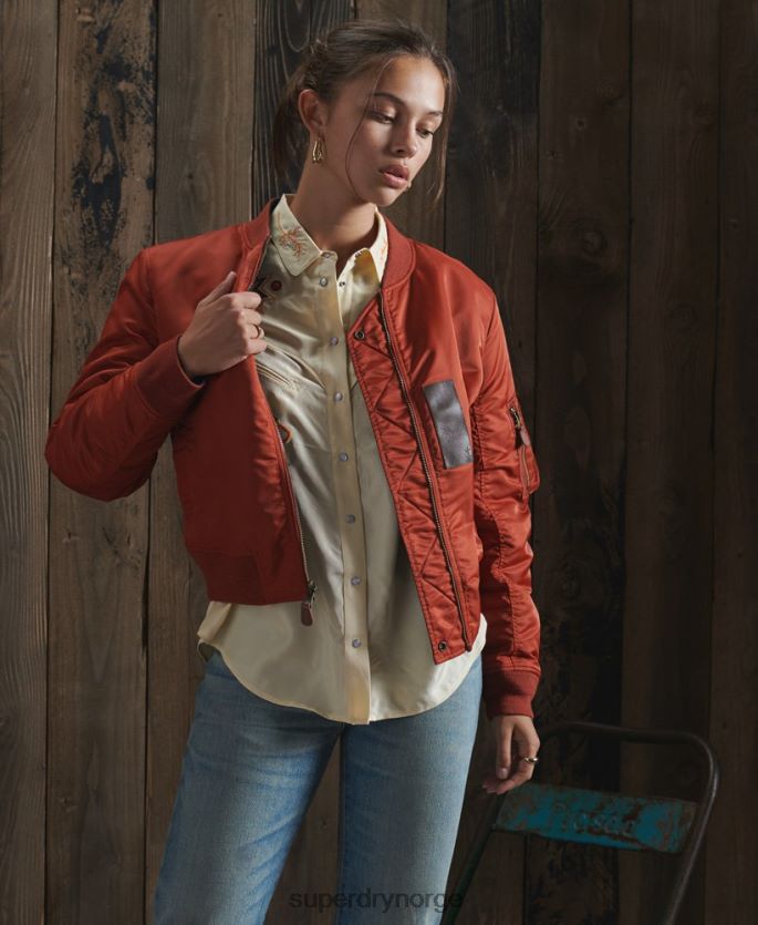 Superdry rød klær 86P46D5551 begrenset opplag tørr vendbar jakke kvinner