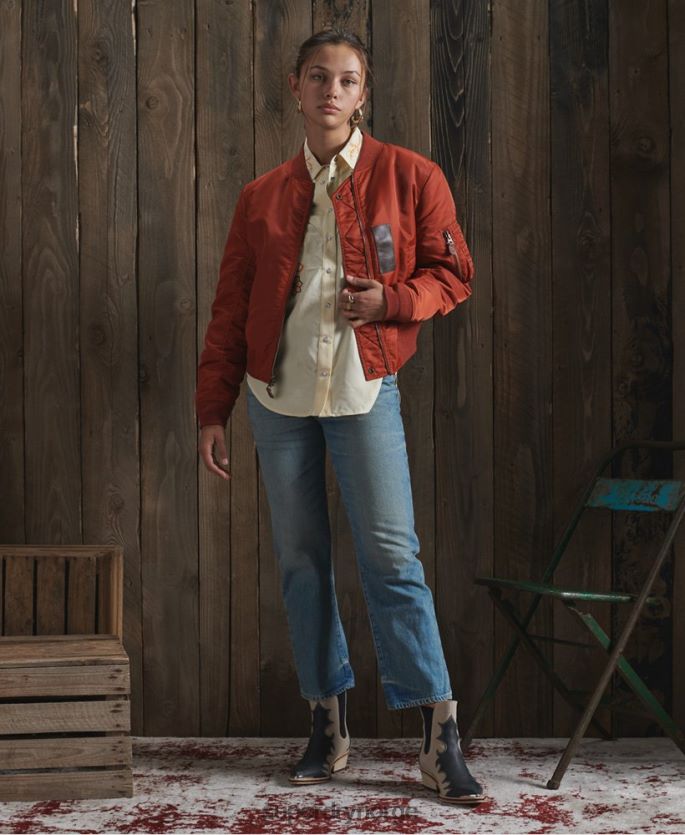 Superdry rød klær 86P46D5551 begrenset opplag tørr vendbar jakke kvinner