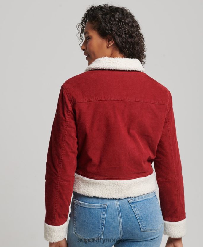 Superdry rød klær 86P46D5572 borg fôret indie-jakke kvinner