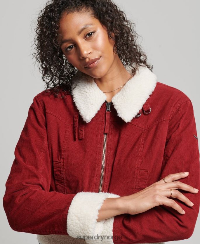 Superdry rød klær 86P46D5572 borg fôret indie-jakke kvinner