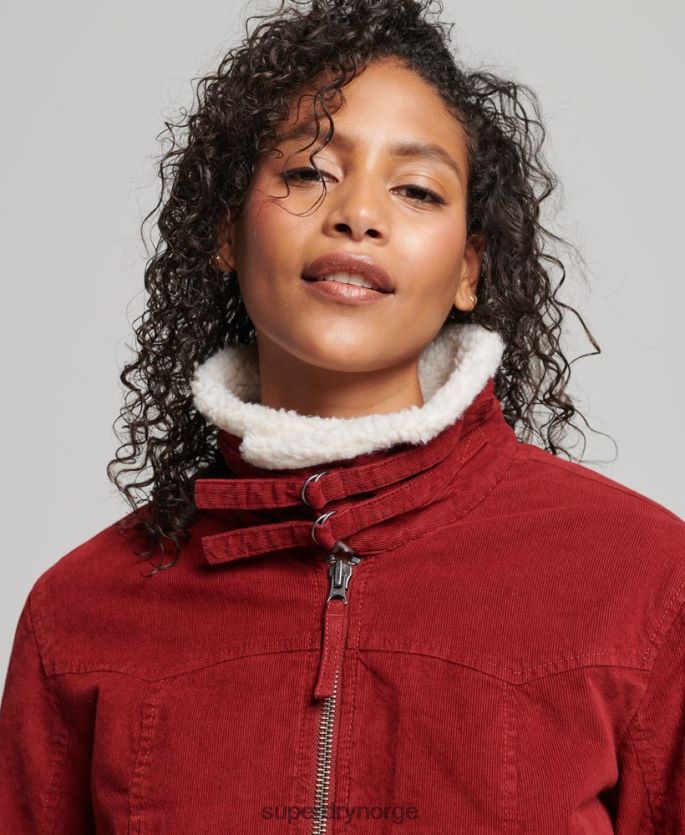 Superdry rød klær 86P46D5572 borg fôret indie-jakke kvinner
