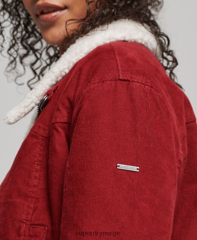 Superdry rød klær 86P46D5572 borg fôret indie-jakke kvinner