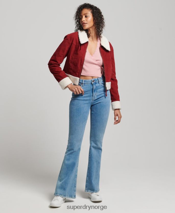 Superdry rød klær 86P46D5572 borg fôret indie-jakke kvinner