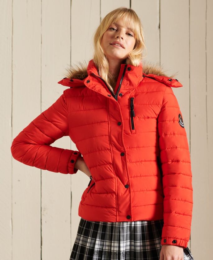 Superdry rød klær 86P46D5577 klassisk fuji-jakke i fuji kvinner