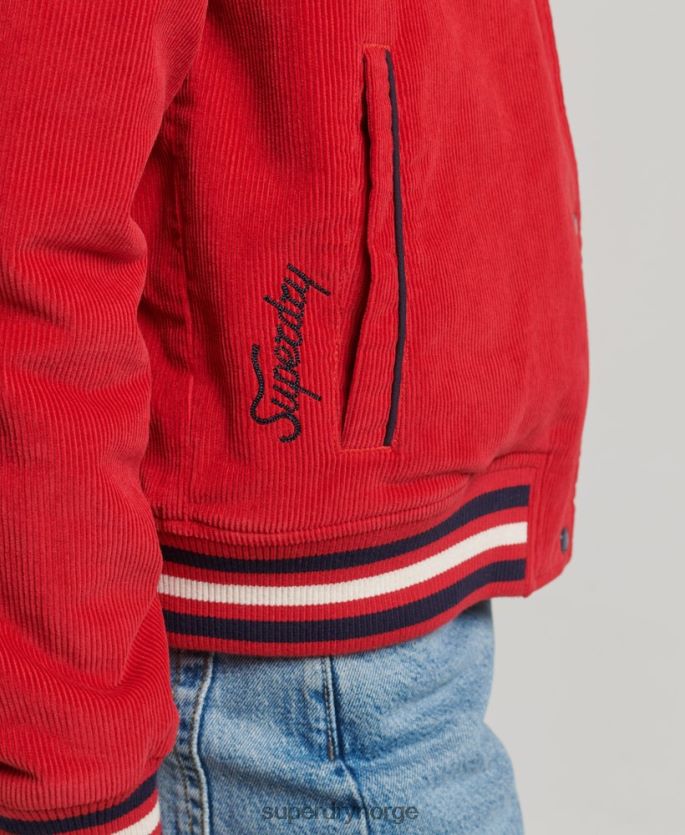 Superdry rød klær 86P46D5580 cord coach bomberjakke kvinner
