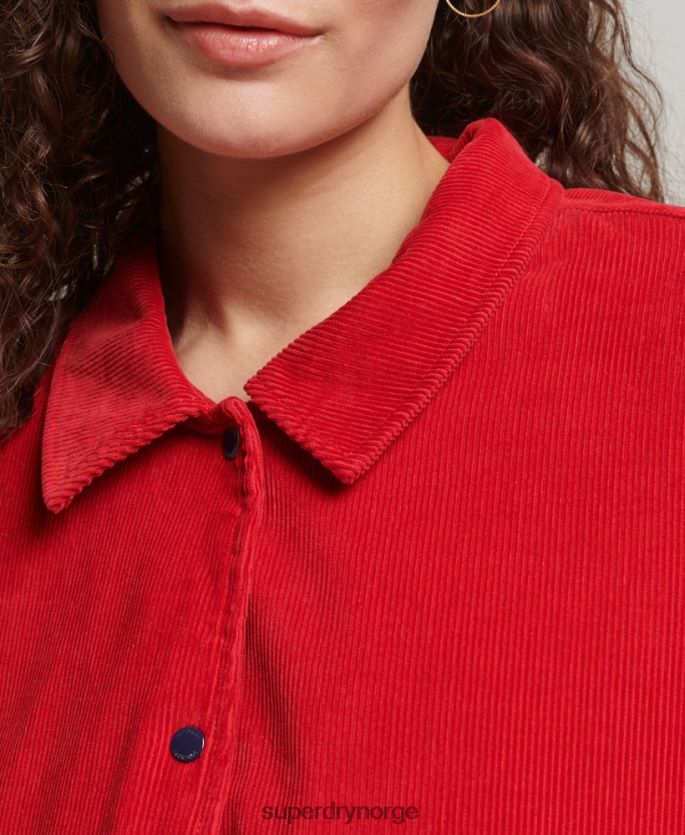 Superdry rød klær 86P46D5580 cord coach bomberjakke kvinner