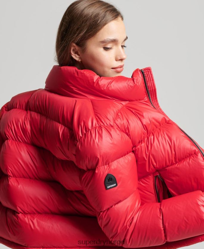 Superdry rød klær 86P46D5584 luksuriøs alpin dunjakke kvinner
