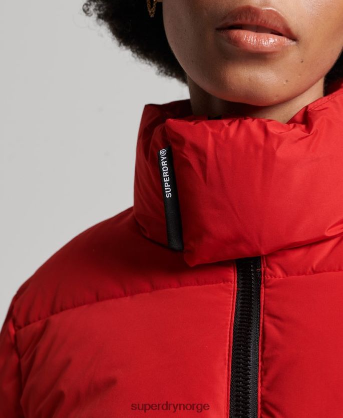Superdry rød klær 86P46D5640 langline sports pufferjakke kvinner