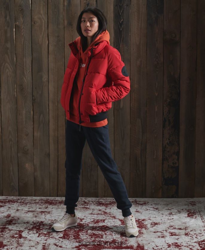 Superdry rød klær 86P46D5659 everest bomberjakke uten hette kvinner