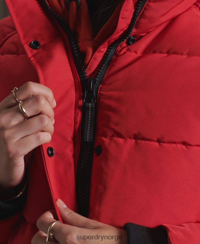 Superdry rød klær 86P46D5659 everest bomberjakke uten hette kvinner
