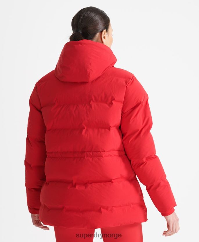 Superdry rød klær 86P46D5729 train boxy puffer jakke kvinner