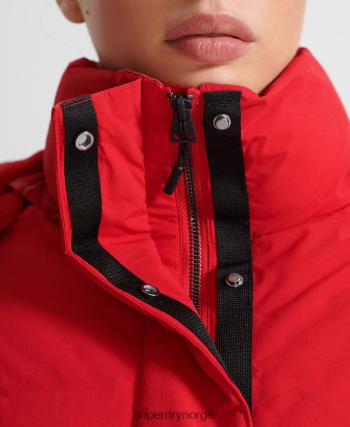 Superdry rød klær 86P46D5729 train boxy puffer jakke kvinner