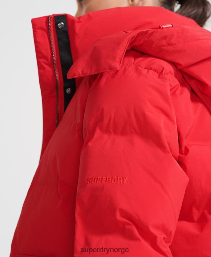 Superdry rød klær 86P46D5729 train boxy puffer jakke kvinner
