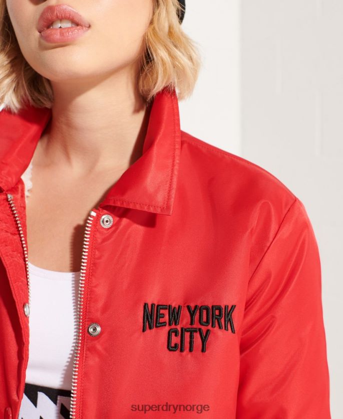 Superdry rød klær 86P46D5733 snap coach jakke kvinner