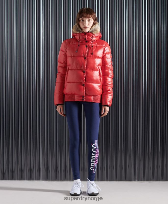 Superdry rød klær 86P46D5739 høyglans toya bomberjakke kvinner
