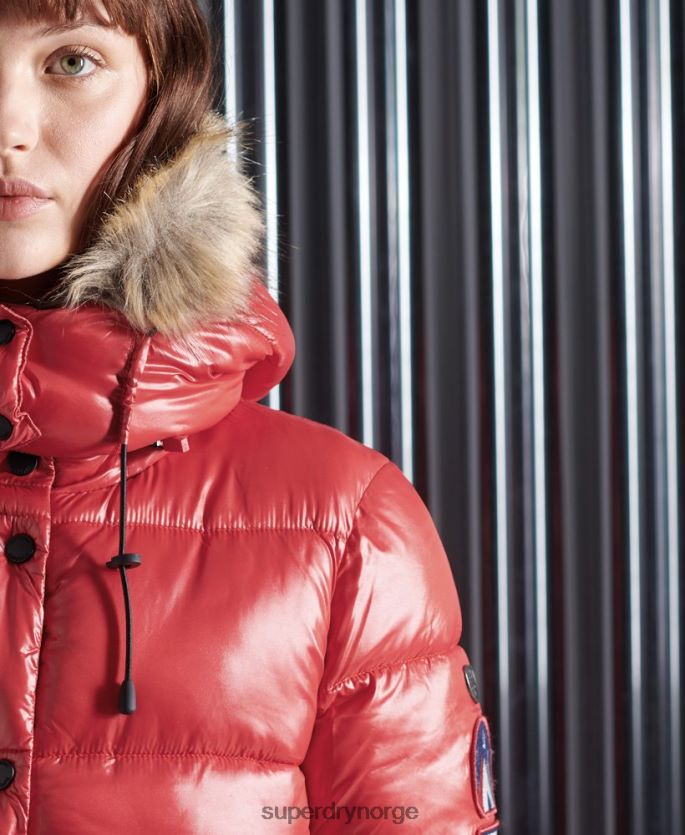 Superdry rød klær 86P46D5739 høyglans toya bomberjakke kvinner