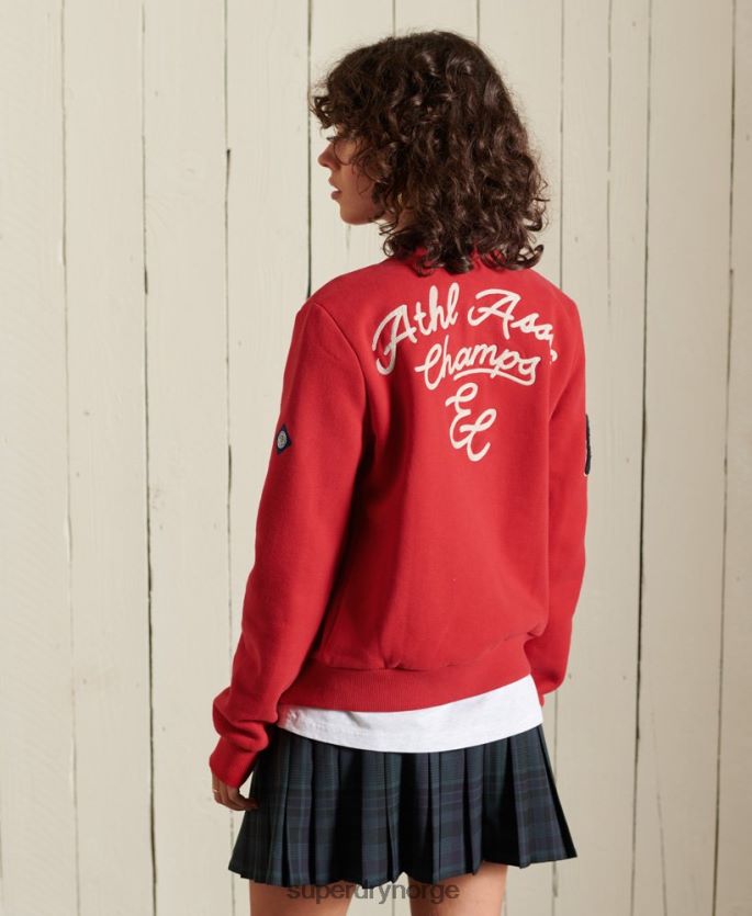 Superdry rød klær 86P46D6003 collegiate bomberjakke i jersey kvinner
