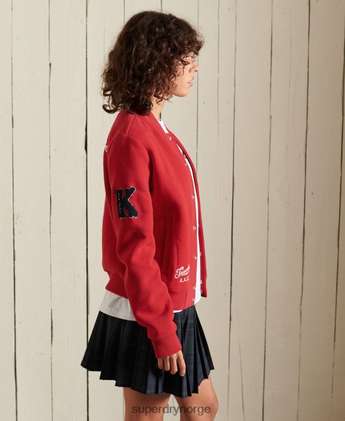 Superdry rød klær 86P46D6003 collegiate bomberjakke i jersey kvinner