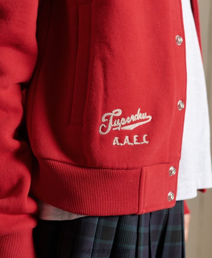 Superdry rød klær 86P46D6003 collegiate bomberjakke i jersey kvinner