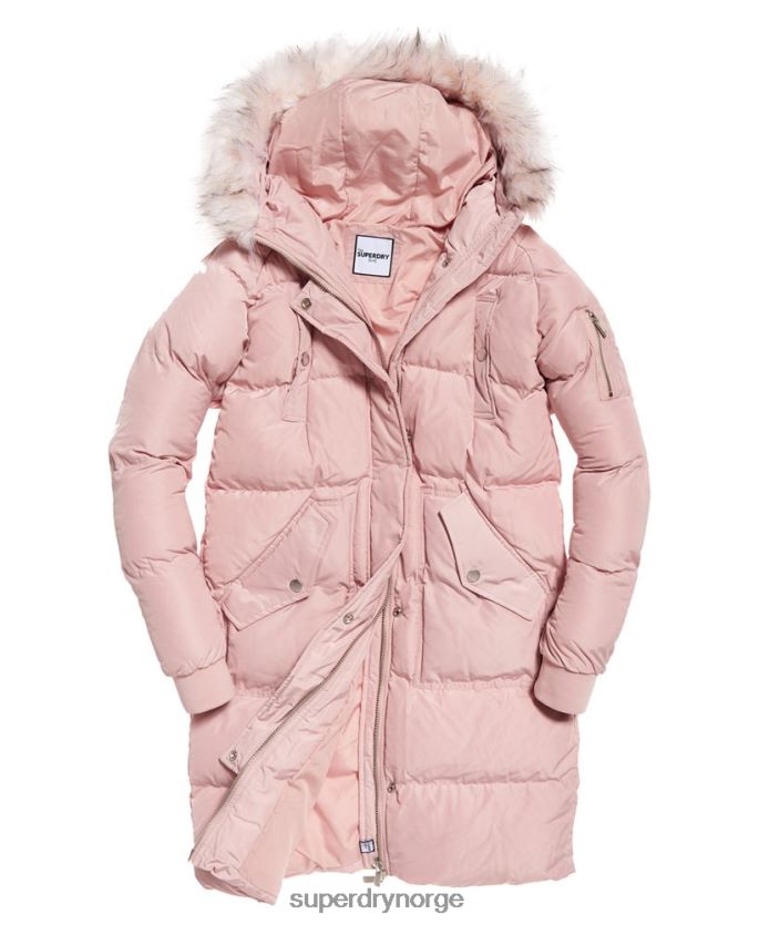 Superdry rosa klær 86P46D3848 luksuriøs longline pufferjakke kvinner