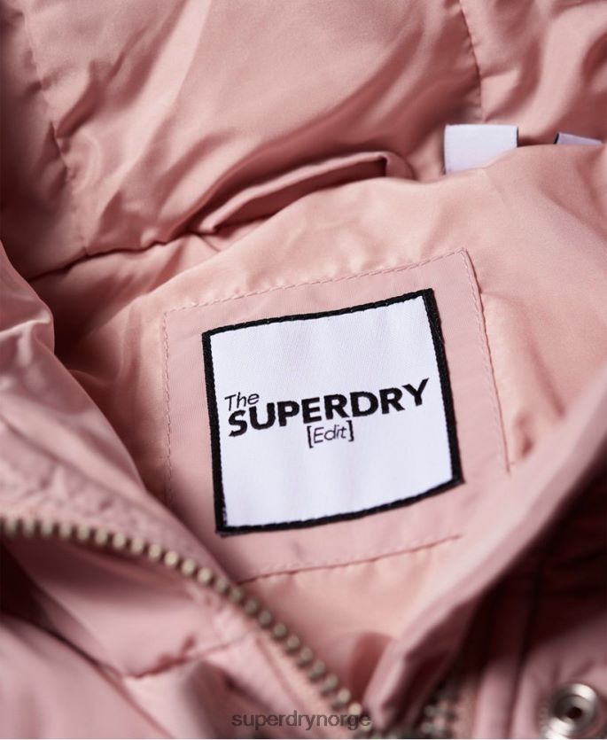 Superdry rosa klær 86P46D3848 luksuriøs longline pufferjakke kvinner