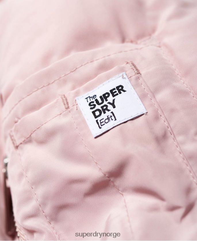 Superdry rosa klær 86P46D3848 luksuriøs longline pufferjakke kvinner