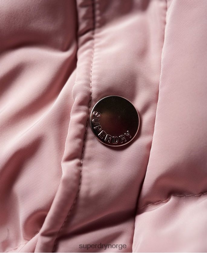Superdry rosa klær 86P46D3848 luksuriøs longline pufferjakke kvinner
